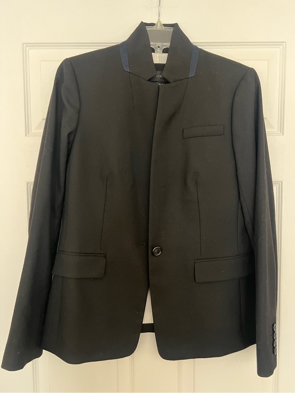 J.crew Regent blazer in wool flannel black sz 8 b0323 classic riding jacket